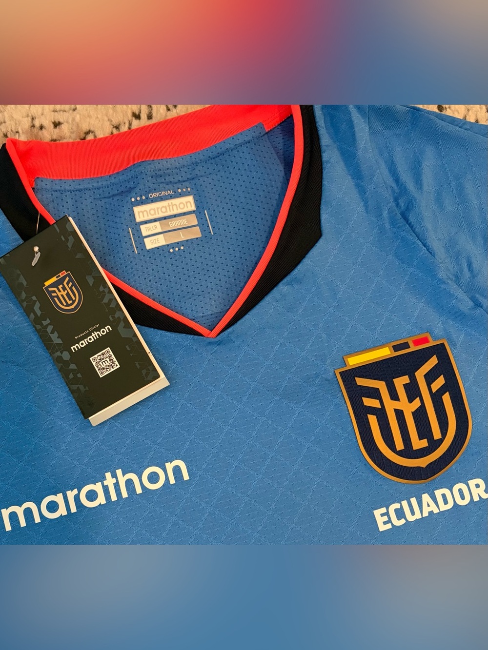 Marathon Authentic Ecuador National Team Blue Training Jersey Men’s Size Large - Picture 2 of 5